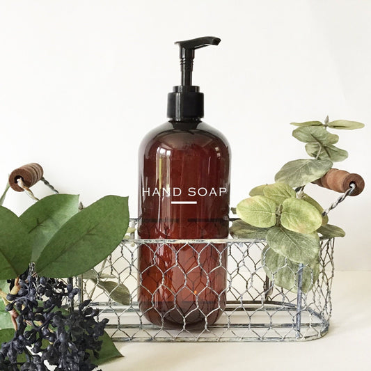 16 ounce Amber Plastic Hand Soap Dispenser Bottle