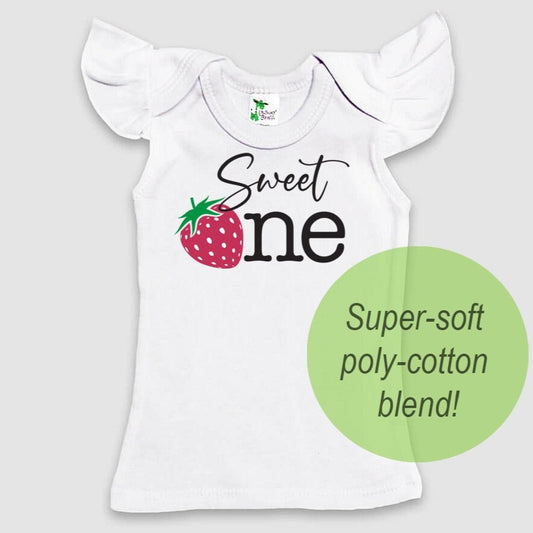 1st Birthday 'Sweet One' Strawberry Poly-blend Angel Sleeve Top