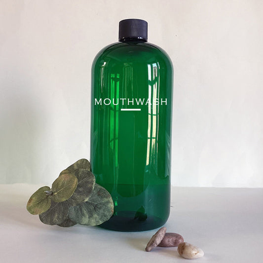 32 ounce Green Screw-on Top Plastic Mouthwash Bottle