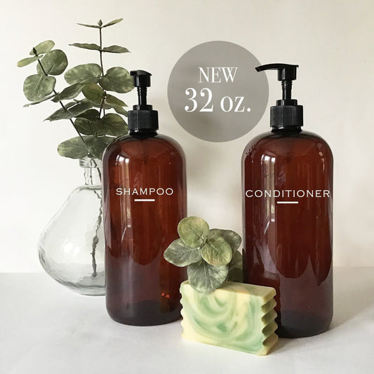 32 ounce Amber Plastic Shampoo or Conditioner Dispenser Bottle