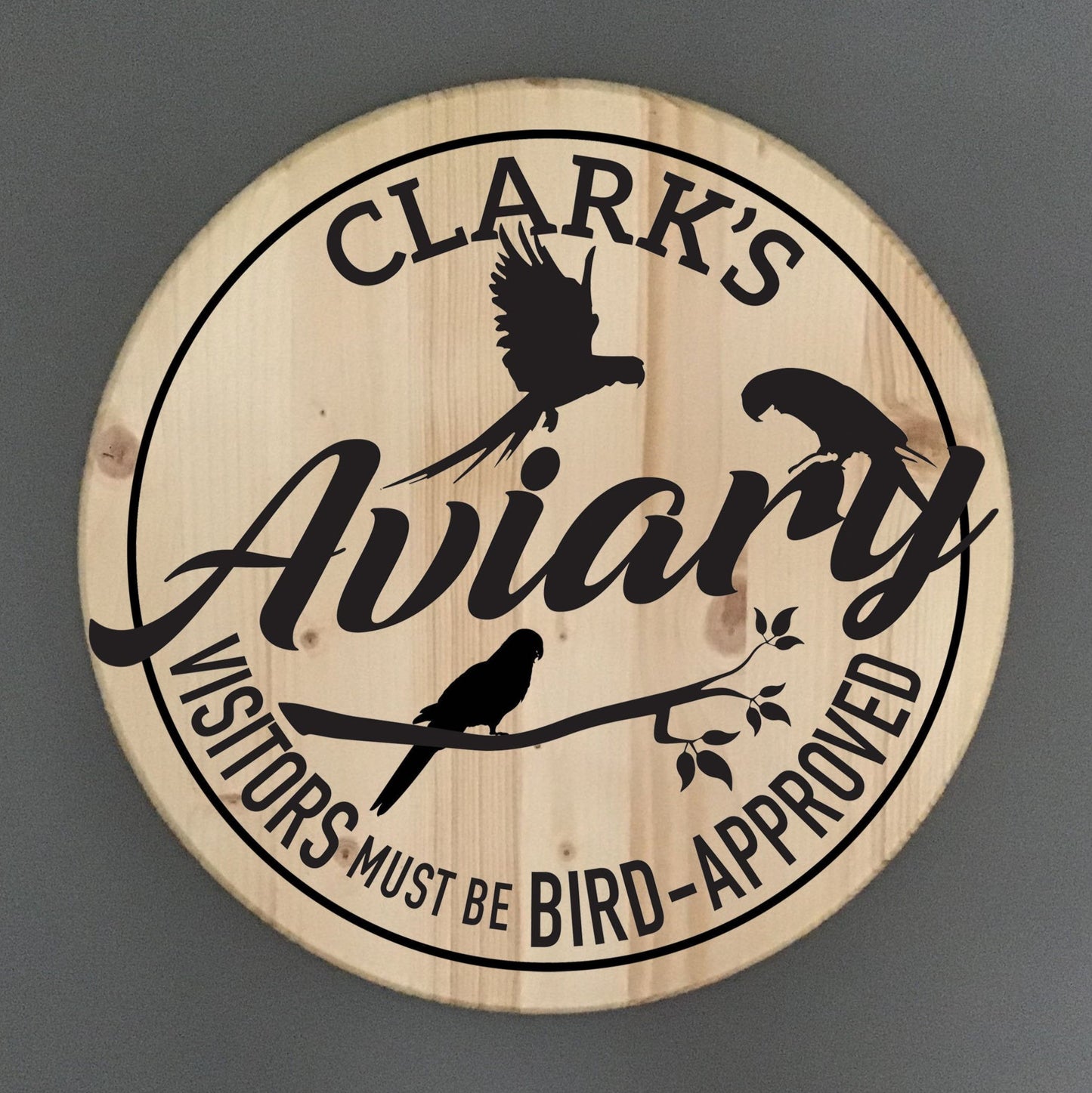 Personalized Custom Aviary Pine Wood Sign
