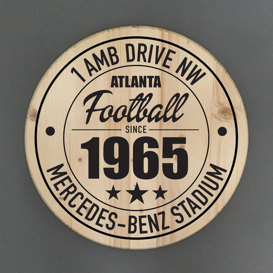 Atlanta Falcons Football | Mercedes-Benz Stadium Address 15" or 18" Solid Pine Wood Sign