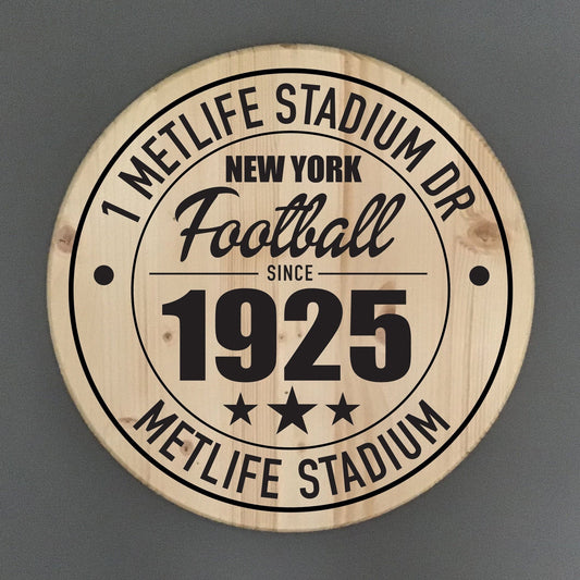 New York Giants Football | MetLife Stadium Address Solid Pine Wood Sign