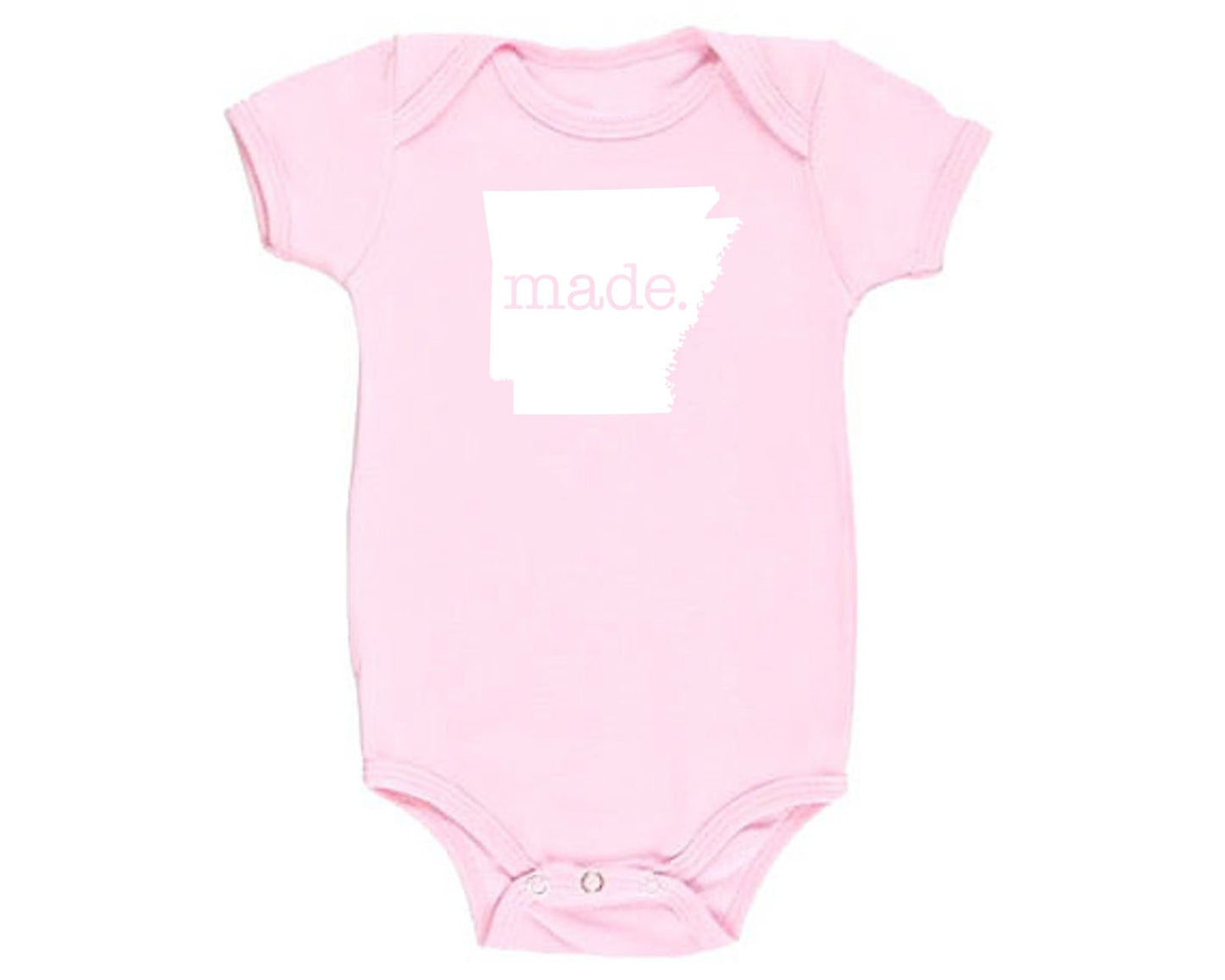 Arkansas 'Made.' Cotton One Piece Bodysuit - Infant Girl and Boy Gift American Made Baby Clothing