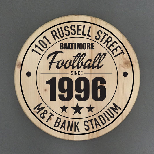 Baltimore Ravens Football | M&T Bank Stadium Address 15" or 18" Solid Pine Wood Sign