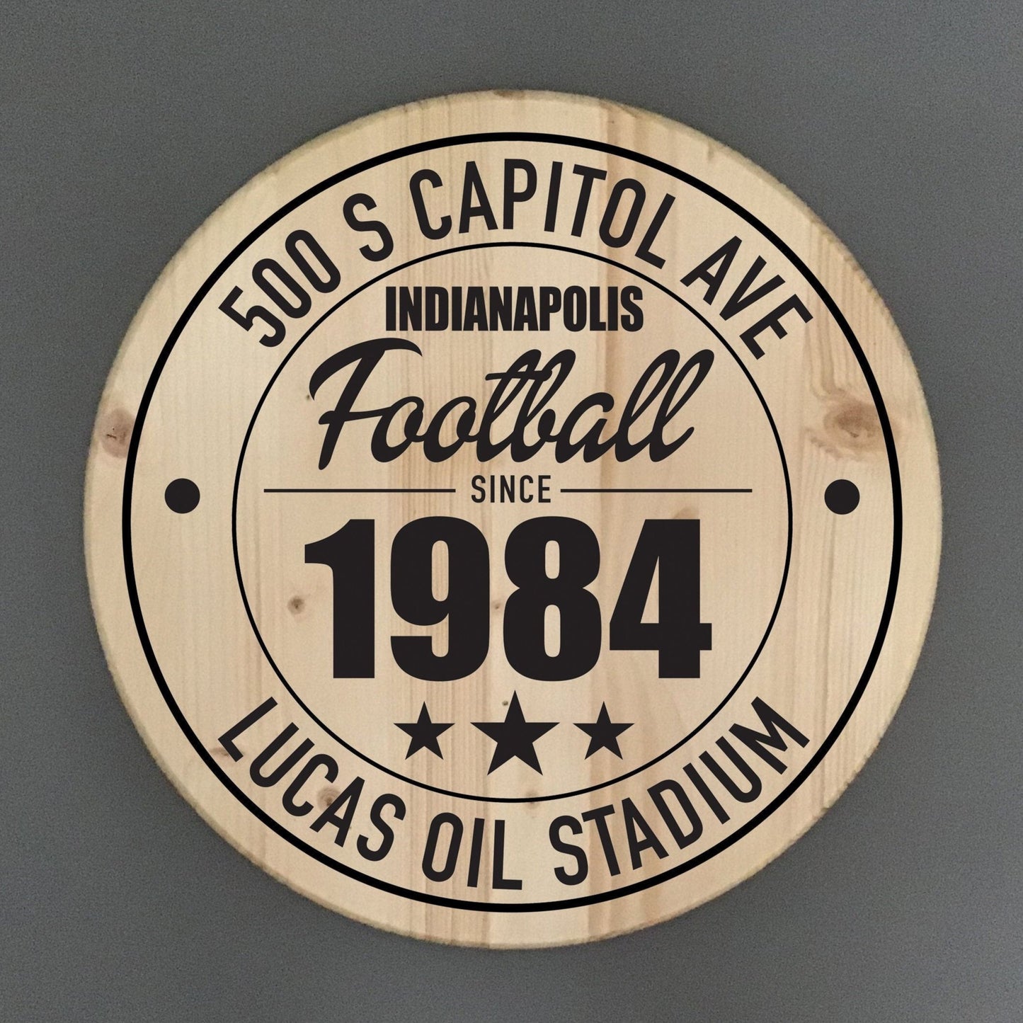 Indianapolis Colts Football | Lucas Oil Stadium Address Solid Pine Wood Sign