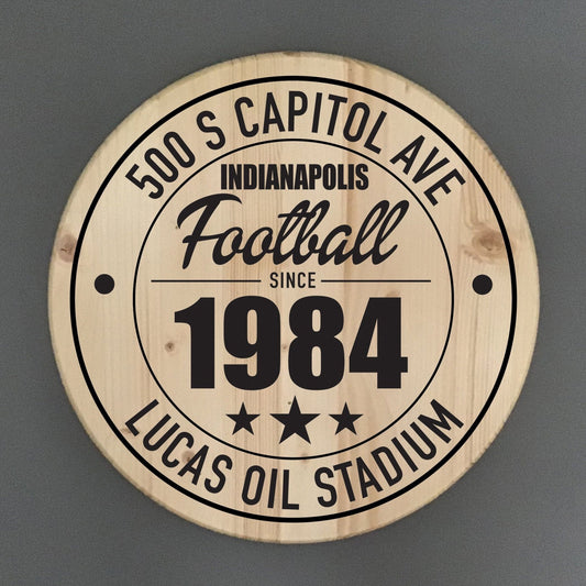 Indianapolis Colts Football | Lucas Oil Stadium Address Solid Pine Wood Sign
