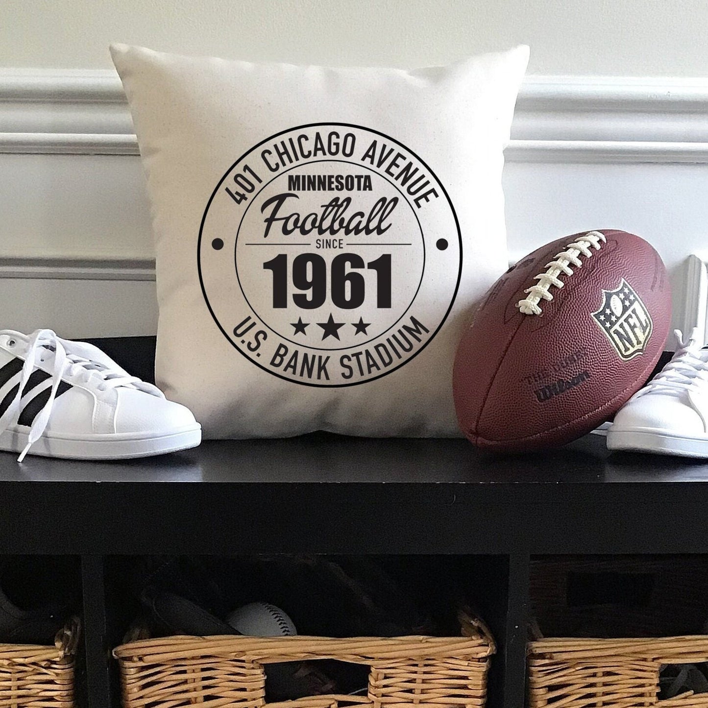 Minnesota Vikings Football | US Bank Stadium Address Canvas Pillow or Pillow Cover