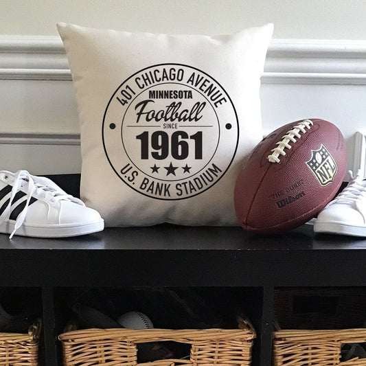 Minnesota Vikings Football | US Bank Stadium Address Canvas Pillow or Pillow Cover