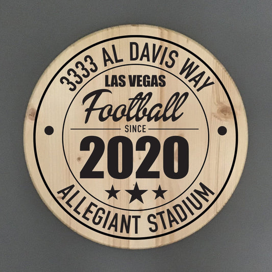 Las Vegas Raiders Football | Allegiant Stadium Address Solid Pine Wood Sign
