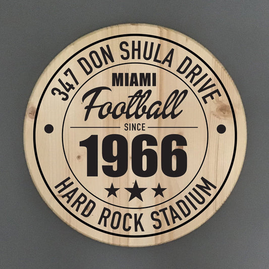 Miami Dolphins Football | Hard Rock Stadium Address Solid Pine Wood Sign