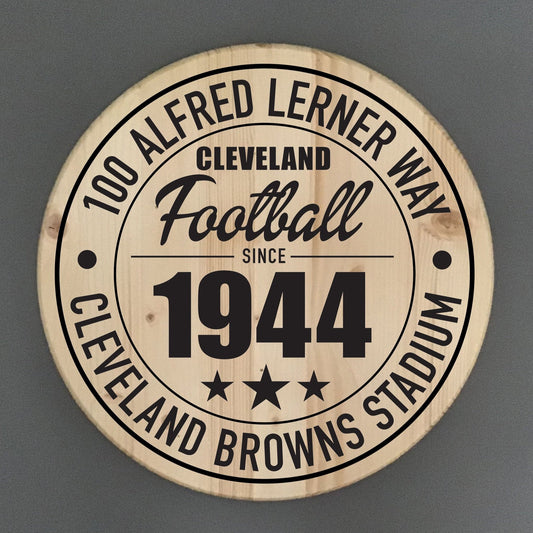 Cleveland Browns Football | Cleveland Browns Stadium Address Solid Pine Wood Sign