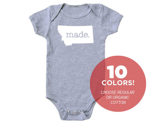 Montana 'Made.' Cotton One Piece Bodysuit - Infant Girl and Boy Gift American Made Baby Clothing
