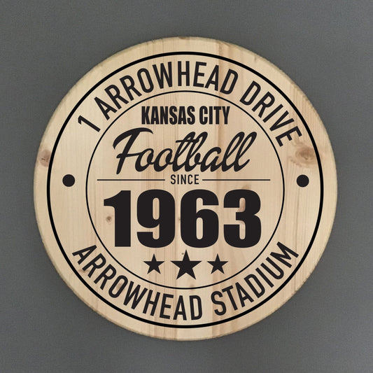Kansas City Chiefs Football | Arrowhead Stadium Address Solid Pine Wood Sign