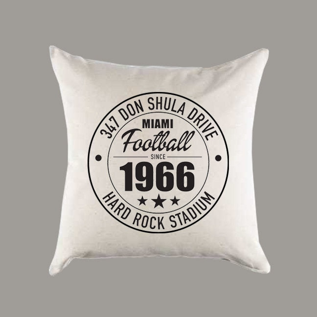 Miami Dolphins Football | Hard Rock Stadium Address Canvas Pillow or Pillow Cover