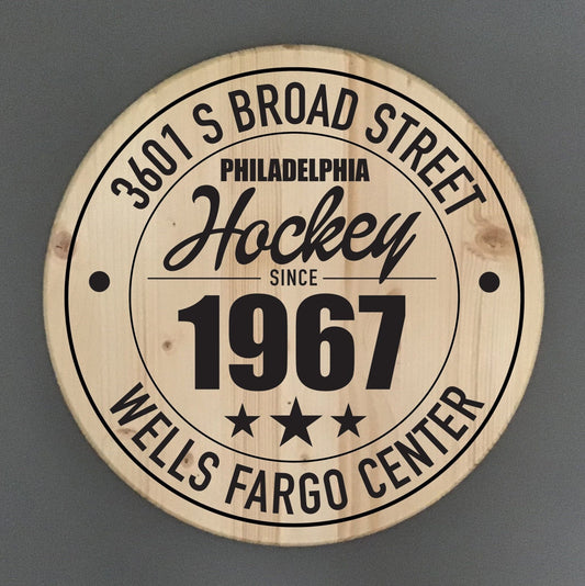 Philadelphia Flyers Hockey | Wells Fargo Center Address Solid Pine Wood Sign