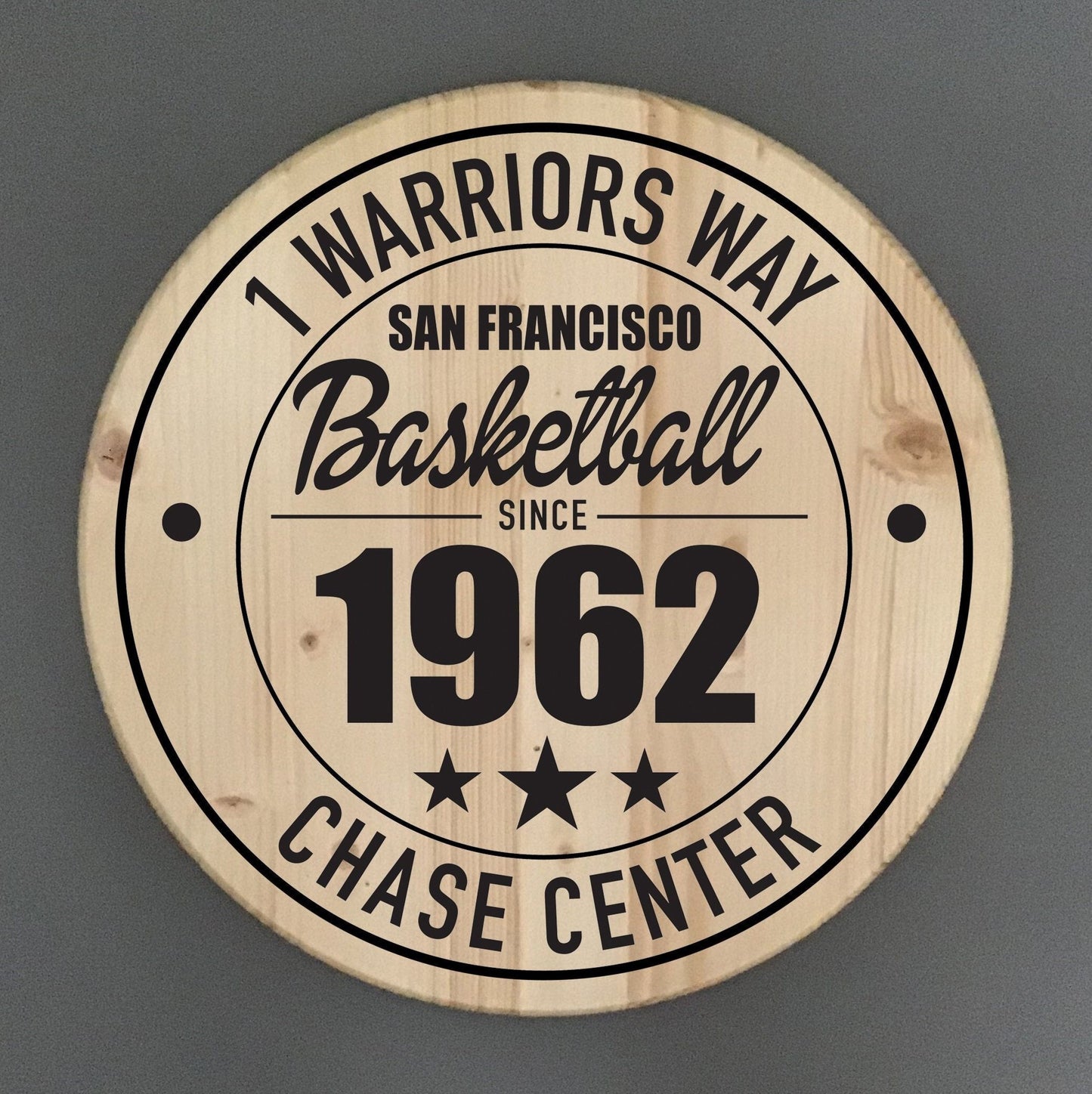 San Francisco Warriors Basketball | Chase Center Address Solid Pine Wood Sign