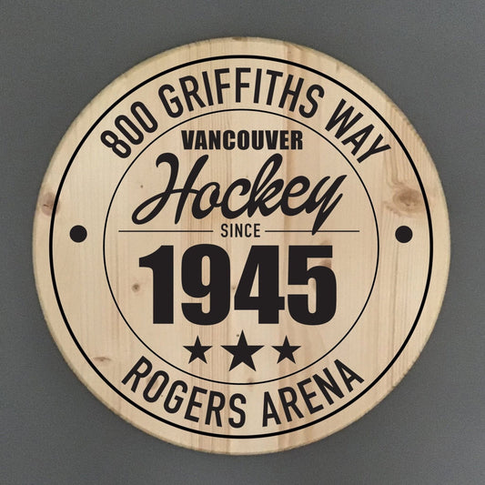 Vancouver Canucks Hockey | Rogers Arena Address Solid Pine Wood Sign