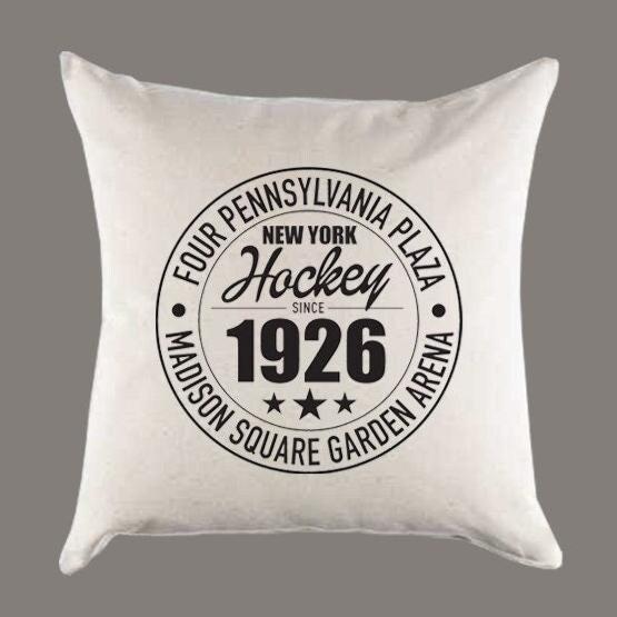 New York Rangers Hockey | Madison Square Garden Address Canvas Pillow or Pillow Cover