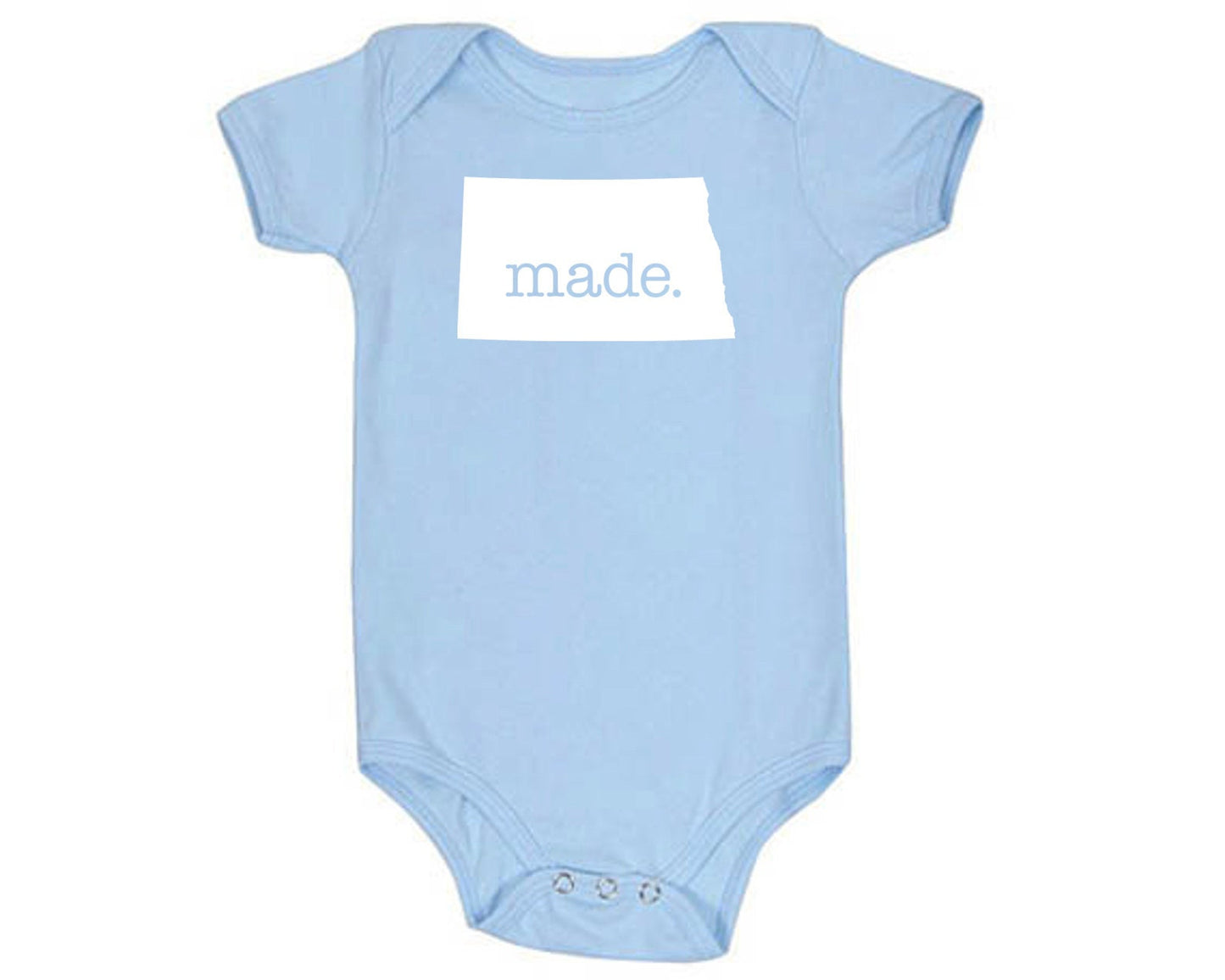 North Dakota 'Made.' Cotton One Piece Bodysuit - Infant Girl and Boy Gift American Made Baby Clothing