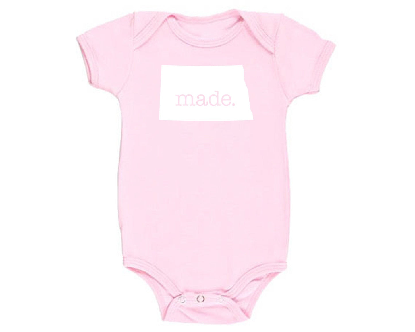 North Dakota 'Made.' Cotton One Piece Bodysuit - Infant Girl and Boy Gift American Made Baby Clothing