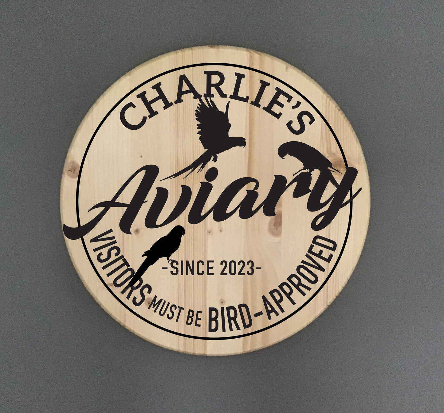 Personalized Custom Aviary Pine Wood Sign