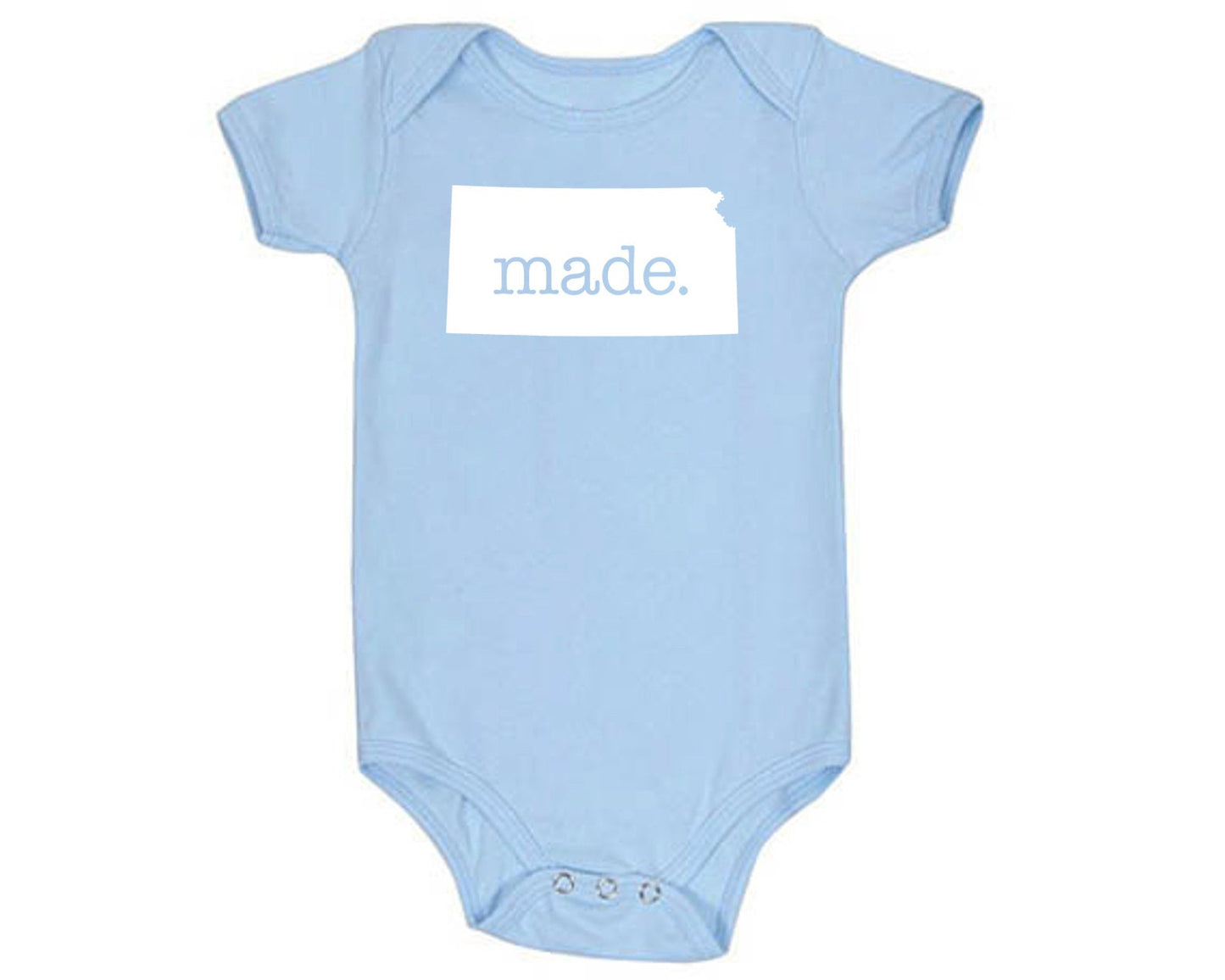 Kansas 'Made.' Cotton One Piece Bodysuit - Infant Girl and Boy Gift American Made Baby Clothing