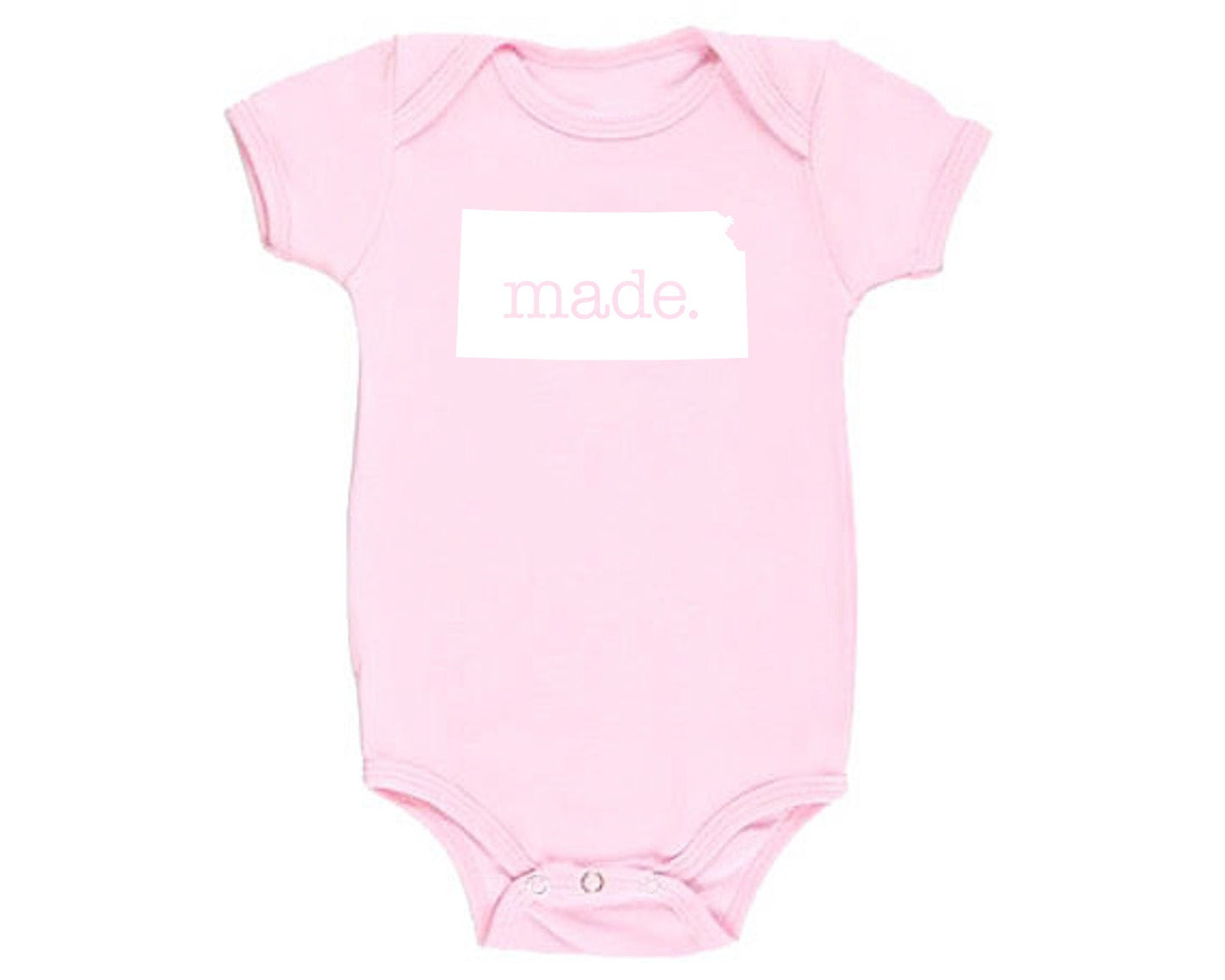 Kansas 'Made.' Cotton One Piece Bodysuit - Infant Girl and Boy Gift American Made Baby Clothing
