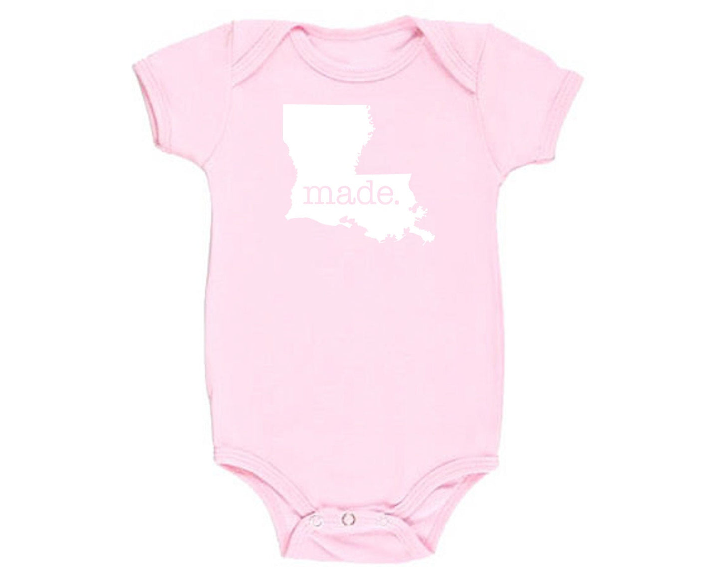 Louisiana 'Made.' Cotton One Piece Bodysuit - Infant Girl and Boy Gift American Made Baby Clothing