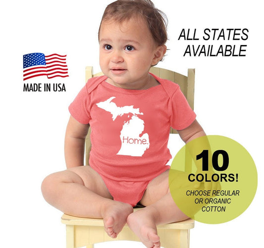 Baby 'Home' One Piece for Any State Cotton Baby One Piece Bodysuit - Infant Girl and Boy Gift