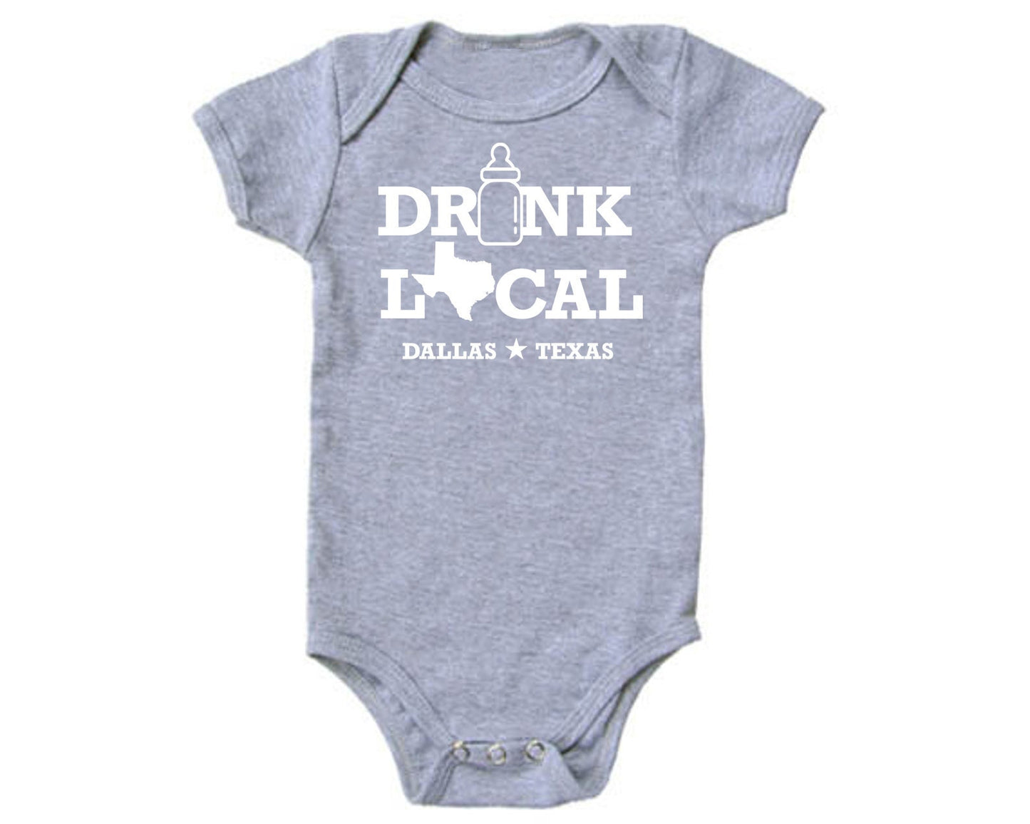 All States 'Drink Local' Personalized Cotton One Piece Bodysuit - Infant Girl and Boy Gift American Made Baby Clothing Funny Baby Gift