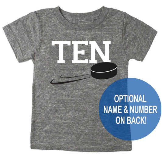 10th Birthday 'Ten' Hockey Puck Tri Blend T-Shirt