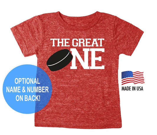 1st Birthday 'The Great One' Hockey Puck Tri Blend T-Shirt