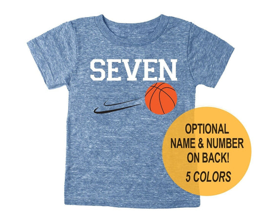 7th Birthday 'Seven' Basketball Tri Blend T-Shirt