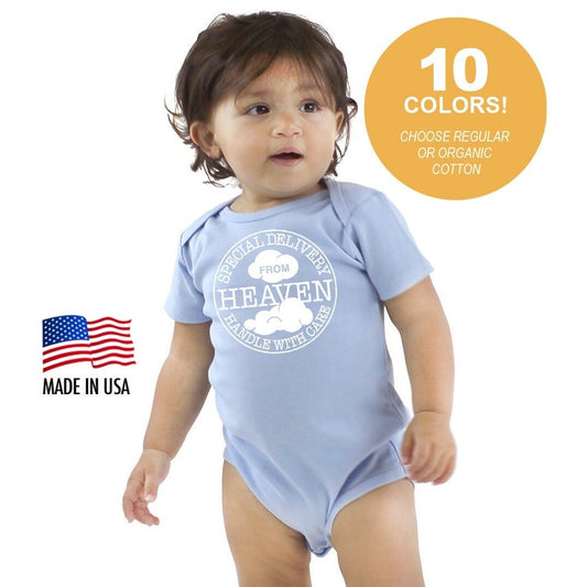 Special Delivery From Heaven • Handle with Care Cotton Baby Bodysuit