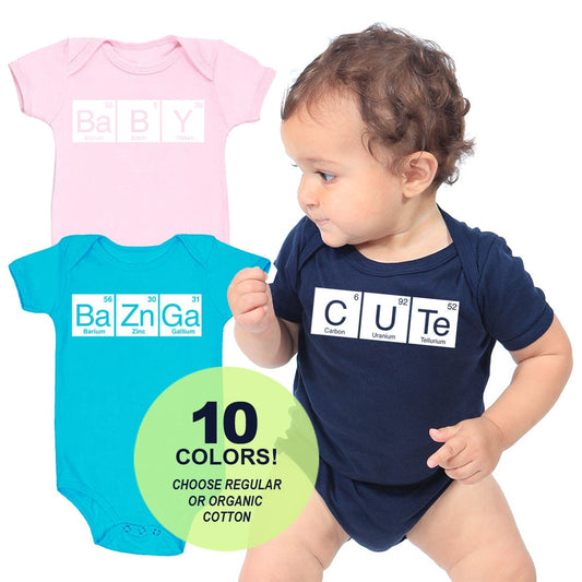 Periodic Elements Cotton One Piece Bodysuit | Baby | Cute | Bazinga - Infant Girl and Boy Gift American Made Baby Clothing