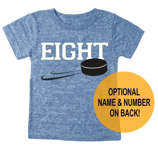 8th Birthday 'Eight' Hockey Puck Tri Blend T-Shirt