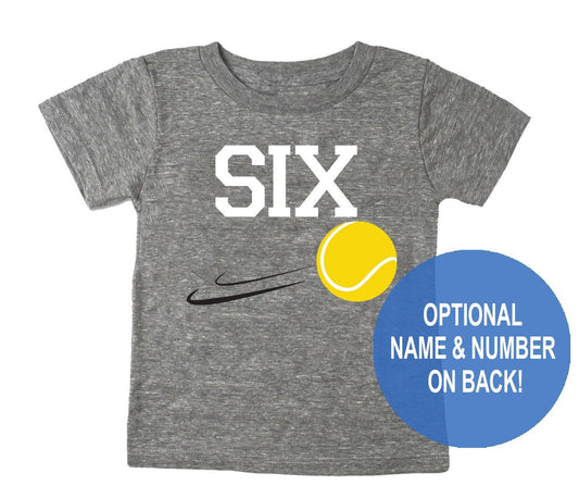 6th Birthday 'Six' Tennis Tri Blend T-Shirt