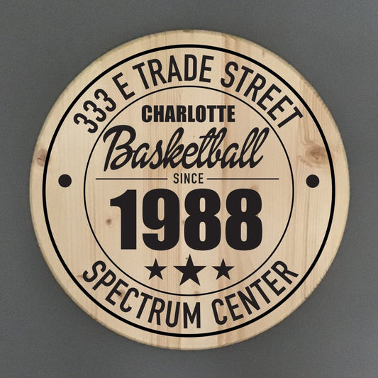 Charlotte Hornets Basketball | Spectrum Center Address Solid Pine Wood Sign
