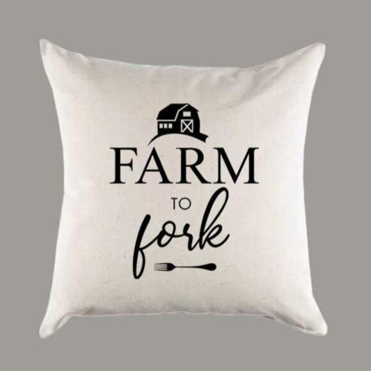 Farm to Fork 16" or 18" Canvas Pillow or Pillow Cover
