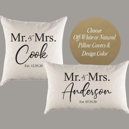 Personalized 'Mr & Mrs Established' Canvas Pillow or Pillow Cover