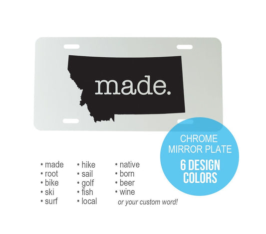 Custom Montana Aluminum Mirrored License Plate  - 6 inch x 12 inch - MT Car Plate