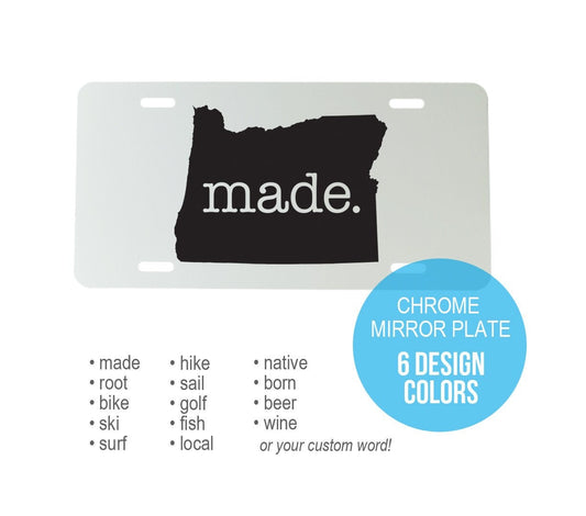 Custom Oregon Aluminum Mirrored License Plate  - 6 inch x 12 inch - OR Car Plate