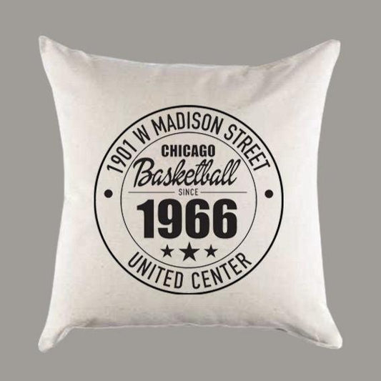 Chicago Bulls Basketball | United Center Address Canvas Pillow or Pillow Cover