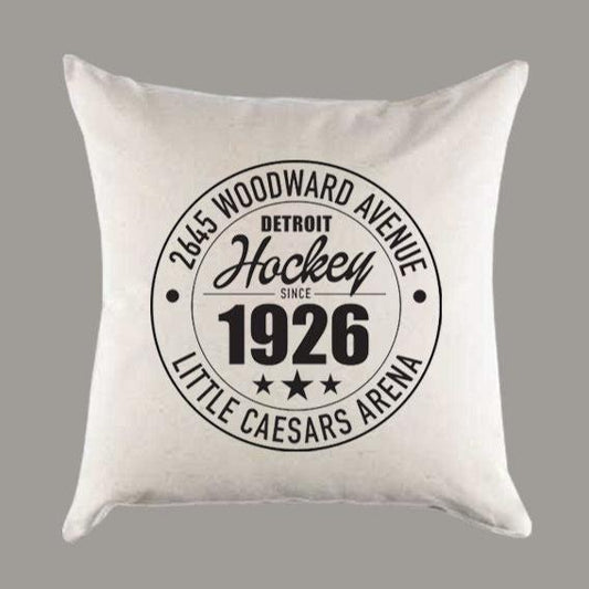 Detroit Red Wings Hockey | Little Caesars Arena Address Canvas Pillow or Pillow Cover