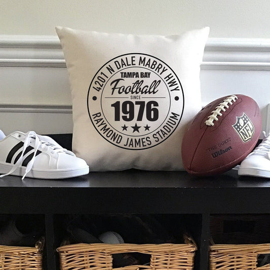 Tampa Bay Buccaneers Football | Raymond James Stadium Address Canvas Pillow or Pillow Cover