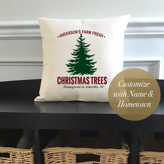Personalized 'Farm Fresh Christmas Trees' Canvas Pillow or Pillow Cover