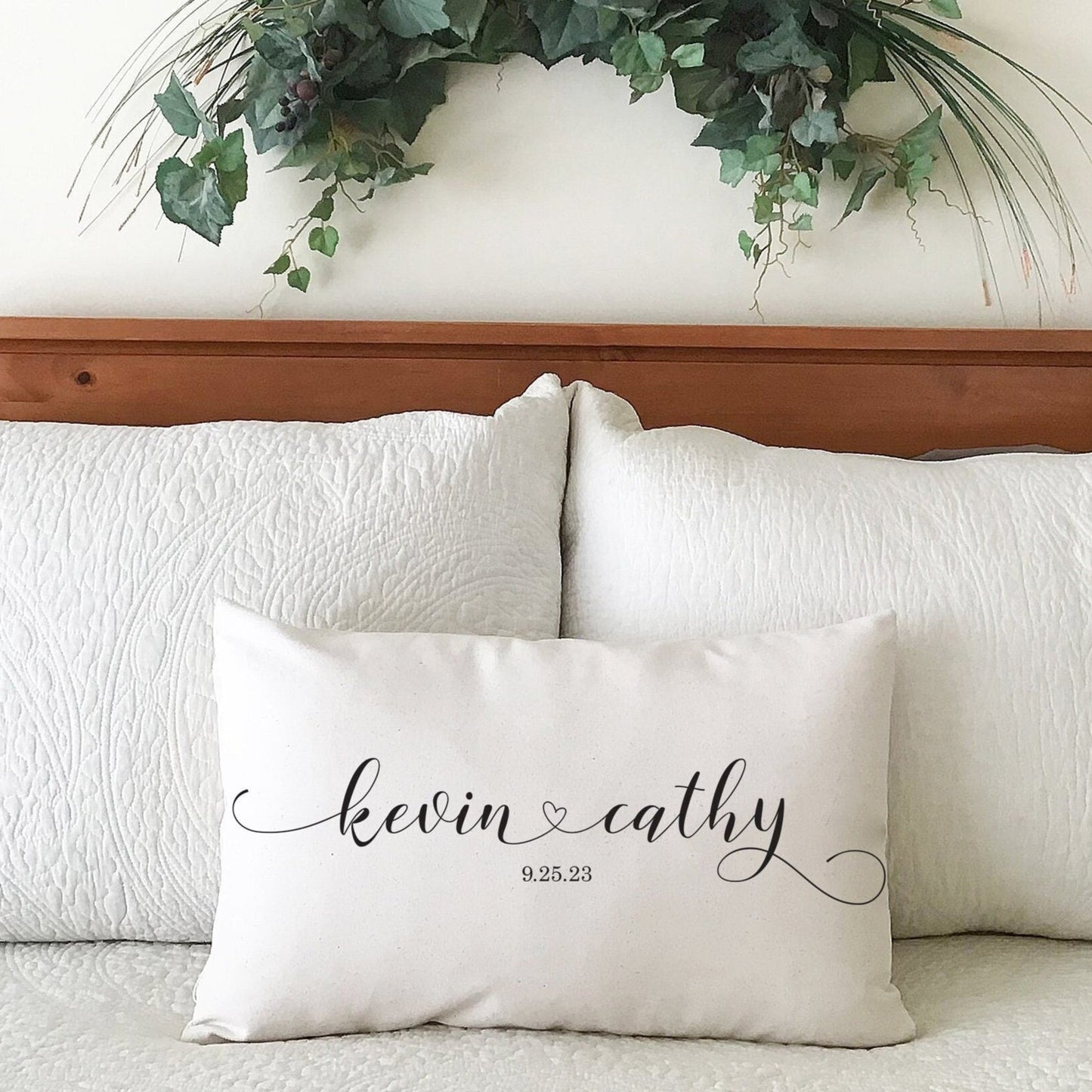 Personalized Names with Heart Canvas Pillow or Pillow Cover