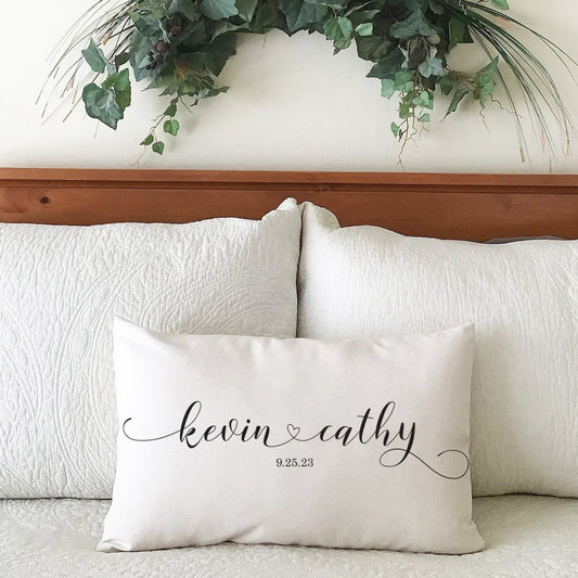 Personalized Names with Heart Canvas Pillow or Pillow Cover