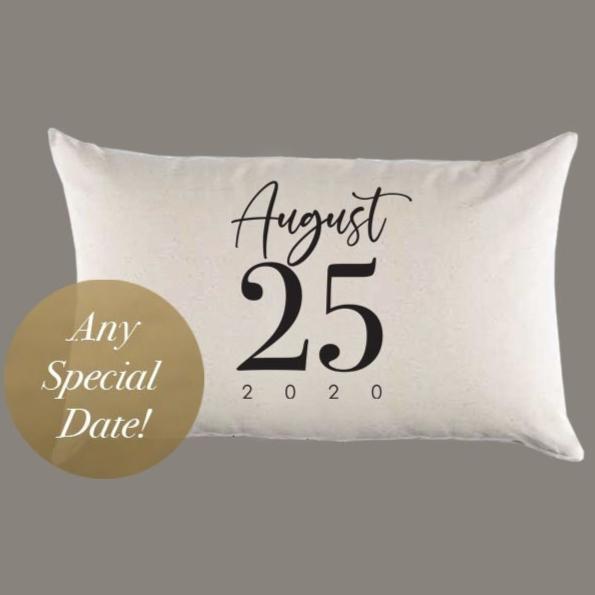 Custom Date Canvas Pillow or Pillow Cover